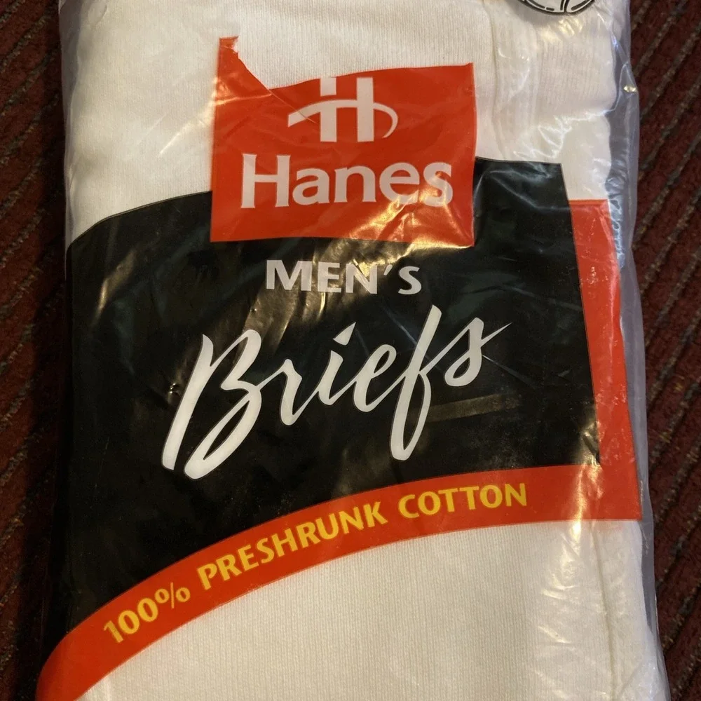 VINTAGE 1997 HANE'S MEN'S 100% PRESHRUNK COTTON WHITE BRIEFS NEW OLD STOCK SZ 40